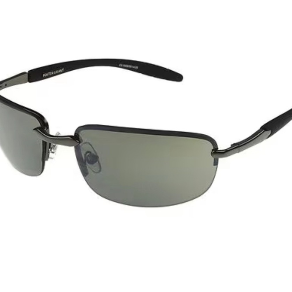 Foster Grant Men's Semi-Rimless Black Sunglasses with Gray Lenses